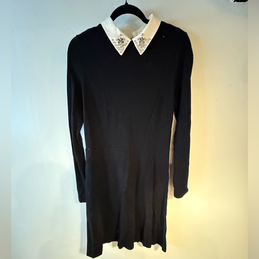 LOFT black dress with white collar